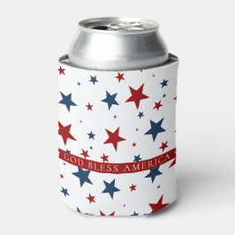 Enfriador De Latas Dios bendiga el patrón de las estrellas patriótica