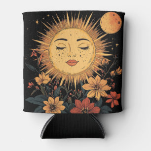 Enfriador De Latas Diosa Celestial del Sol con Florales Floreciendo