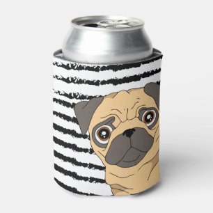 Enfriador De Latas Diseño a rayas de pug