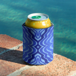 Enfriador De Latas Diseño Abstracto Moderno de Ondas Azules Reflectan