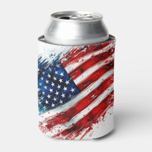Enfriador De Latas Diseño artístico de pinceladas de bandera estadoun