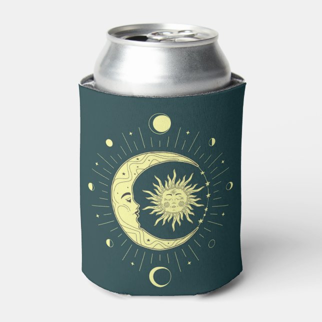 Enfriador De Latas Diseño celeste solar y lunar con fases lunares (Lata Anverso)