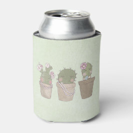Enfriador De Latas Diseño de acuarela del trío Cactus sonriente