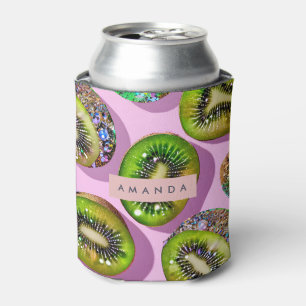 Enfriador De Latas Diseño de Arte Pop de Kiwi Brillante Personalizado
