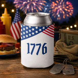 Enfriador De Latas Diseño de bandera estadounidense patriótico 1776