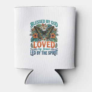 Enfriador De Latas Diseño de camiseta cristiana de mariposa bendita_1