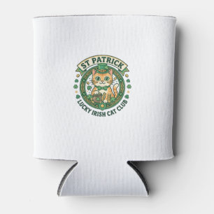 Enfriador De Latas Diseño de camiseta de gato lindo irlandés afortuna