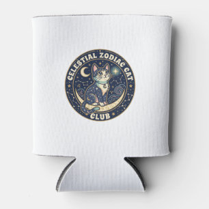 Enfriador De Latas Diseño de camiseta de gato zodiacal celestial lind