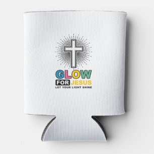 Enfriador De Latas Diseño de camiseta de luz de cruz cristiana Glow F