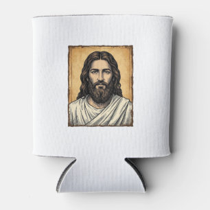 Enfriador De Latas Diseño de camiseta de retrato religioso grabado vi