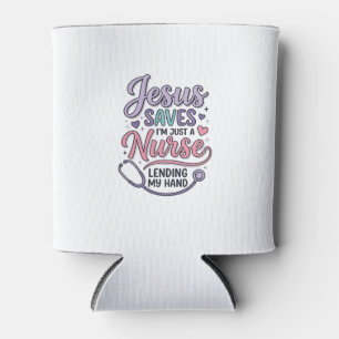Enfriador De Latas Diseño de camiseta Jesús salva a la enfermera Fait