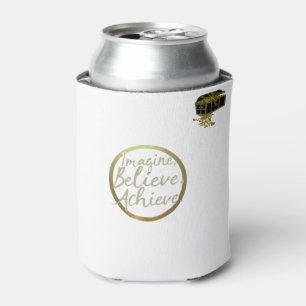 Enfriador De Latas Diseño de Círculo Dorado "Imagine, Believe, Achiev