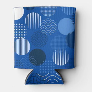 Enfriador De Latas Diseño de Círculo Geométrico Monotone Blue