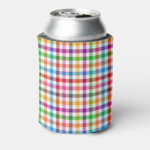 Enfriador De Latas Diseño de cuadro de gingham de arcoíris colorido -
