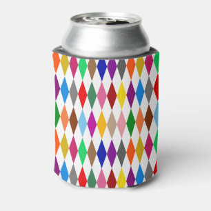 Enfriador De Latas Diseño de Diamantes Arlequín Coloridos Blanco 