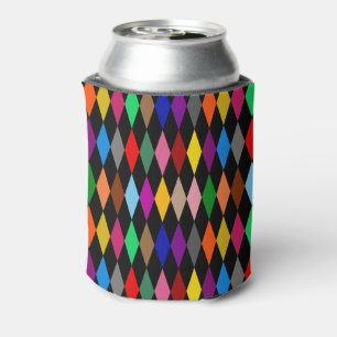 Enfriador De Latas Diseño de Diamantes Arlequín Coloridos Negro 
