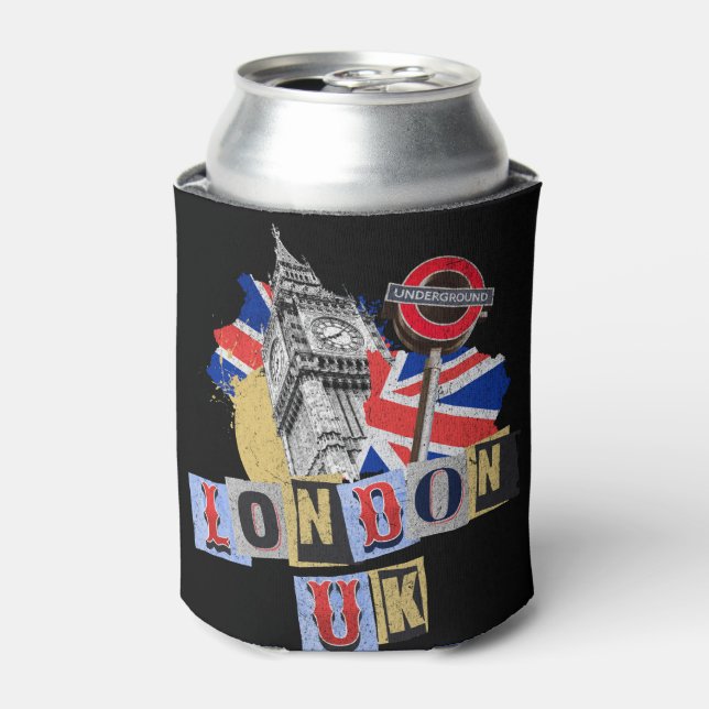 Enfriador De Latas Diseño de estilo retro de Londres (Lata Anverso)