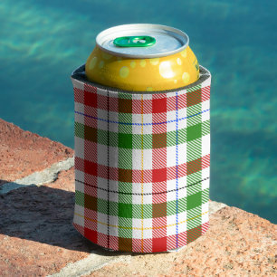 Enfriador De Latas Diseño de franela a cuadros rojo verde blanco de N