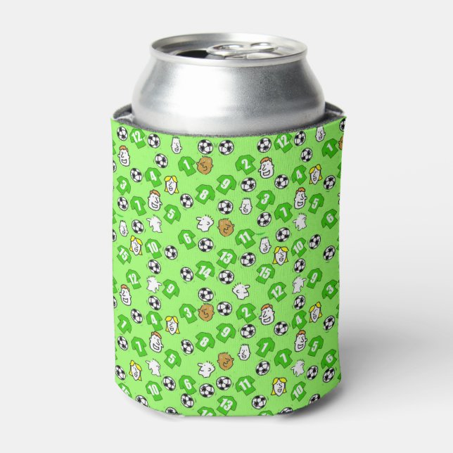 Enfriador De Latas Diseño de fútbol con camisetas en verde (Lata Anverso)