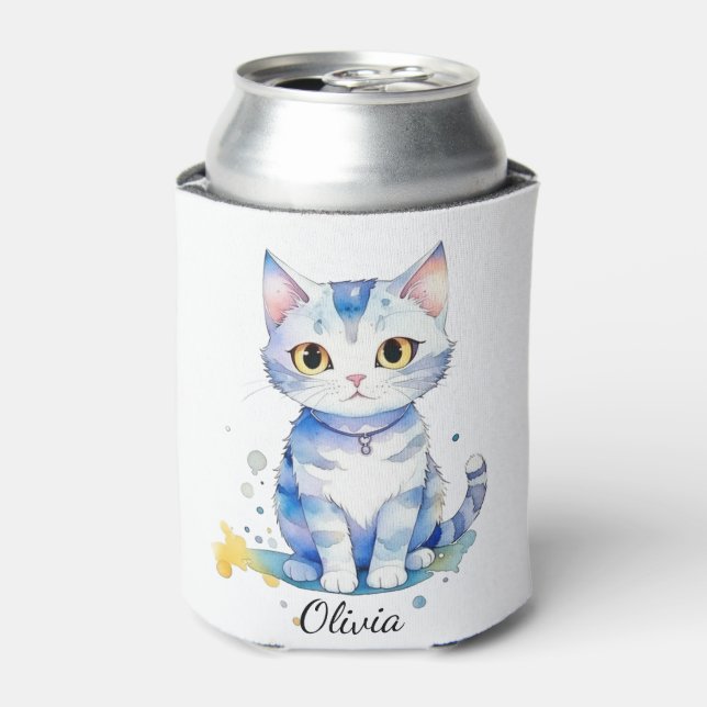 Enfriador De Latas Diseño de gatos de acuarela (gatito) (Lata Anverso)