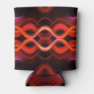 Enfriador De Latas Diseño de líneas onduladas geométricas rojas.