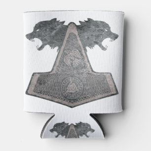 Enfriador De Latas diseño de lobo y martillo metalizado