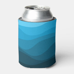 Enfriador De Latas Diseño de olas de estilo retro océano ondulado azu