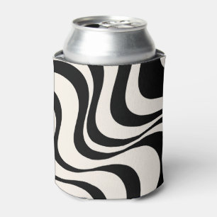 Enfriador De Latas Diseño de olas retro modernas en negro y pastel