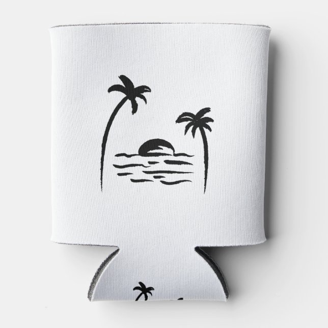 Enfriador De Latas Diseño de palmeras negras (Anverso)