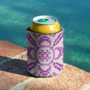 Enfriador De Latas Diseño de patrón de arte de flor de orquídea púrpu