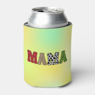 Enfriador De Latas Diseño de patrón de cuadros de Mama Christmas