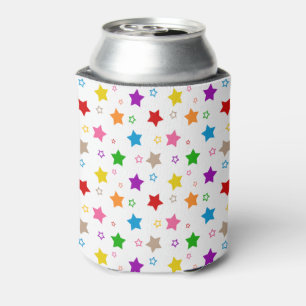 Enfriador De Latas Diseño de patrón de estrellas coloridas blanco 