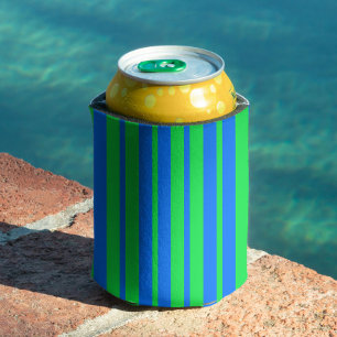Enfriador De Latas Diseño de patrón de rayas elegantes azul verde
