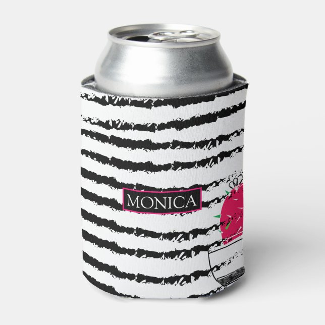 Enfriador De Latas Diseño de patrones de Cactus rosado (Lata Anverso)