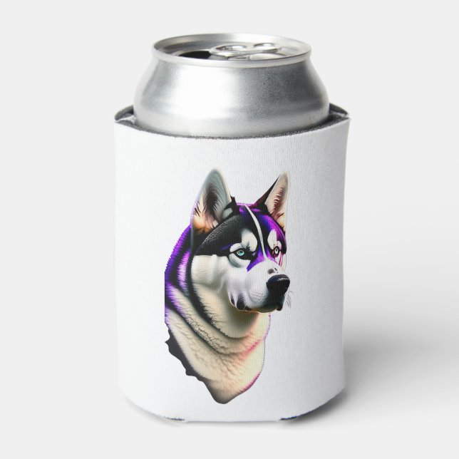 Enfriador De Latas Diseño de perro husky (Lata Anverso)