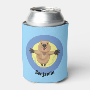 Enfriador De Latas Diseño de personalizados de quokka saltando feliz