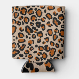 Enfriador De Latas Diseño de piel de leopardo, patrón sin fisuras.