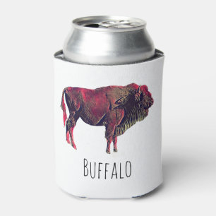 Enfriador De Latas Diseño de Retrato de Búfalo para Animales de Bison