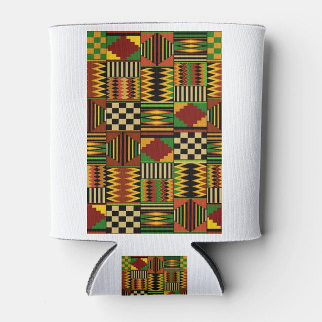 Enfriador De Latas Diseño de ropa de kente real africana (Anverso)