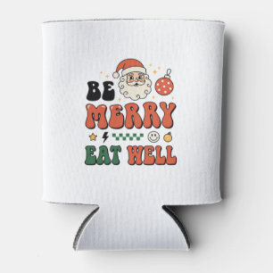 Enfriador De Latas Diseño de Santa de Navidad Alegre Come Bien