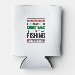 Enfriador De Latas Diseño de suéter feo de pesca de Navidad