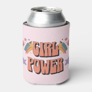 Enfriador De Latas Diseño de texto de chica Power con estrellas