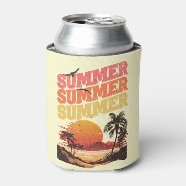 Enfriador De Latas Diseño de texto de verano (Lata Anverso)