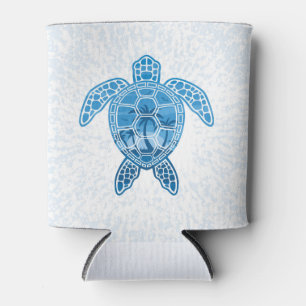 Enfriador De Latas Diseño de tortuga tropical en el mar de las islas 