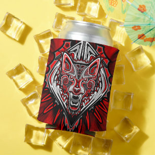 Enfriador De Latas Diseño de tótem tribal Haida de lobo