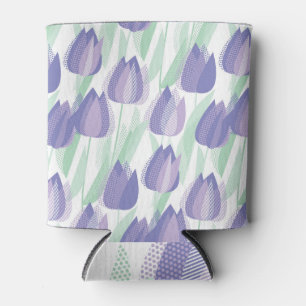 Enfriador De Latas Diseño de tulipanes: floral violeta pálida.