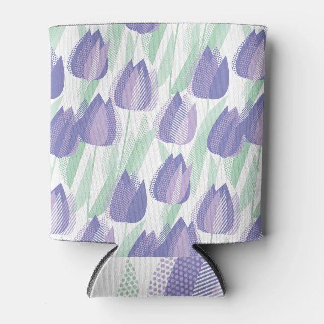 Enfriador De Latas Diseño de tulipanes: floral violeta pálida. (Anverso)