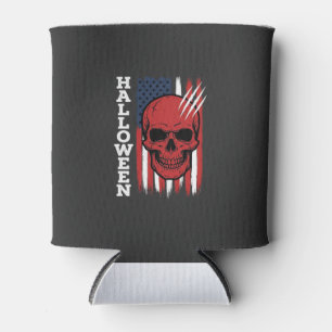 Enfriador De Latas Diseño de vector de bandera de cráneo de Halloween