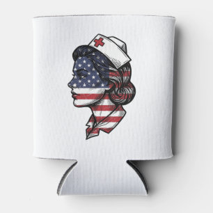 Enfriador De Latas diseño de vector de perfil de enfermera de bandera