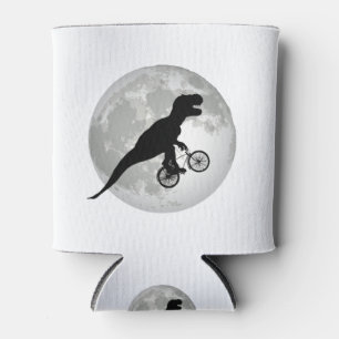 Enfriador De Latas Diseño Divertido de Trex Volando en la Luna
